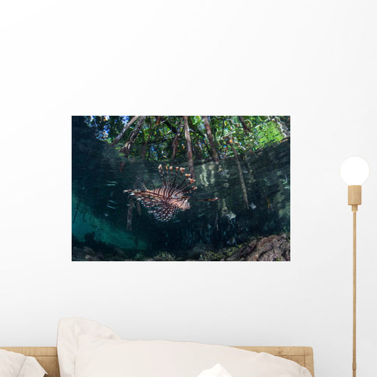 Lionfish Swims along Edge Wall Decal
