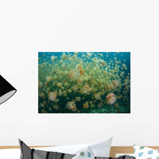 Golden Jellyfish Swim inside Wall Decal Design 1
