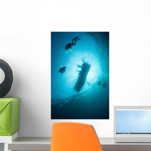Scuba Divers Descend from Wall Decal