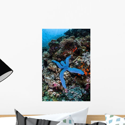Blue Starfish Clings to Wall Decal Design 2