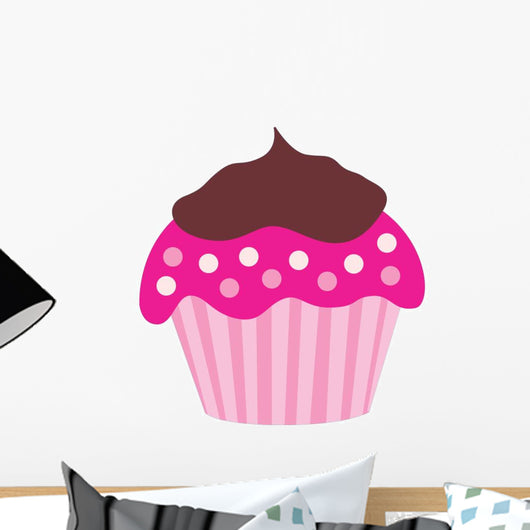 Cute Pink Chocolate Cupcake Wall Decal
