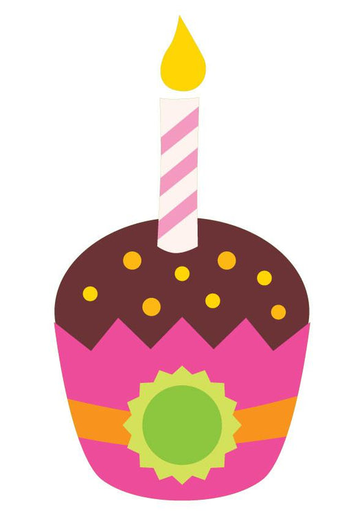 Pink Birthday Cup Cake Wall Decal