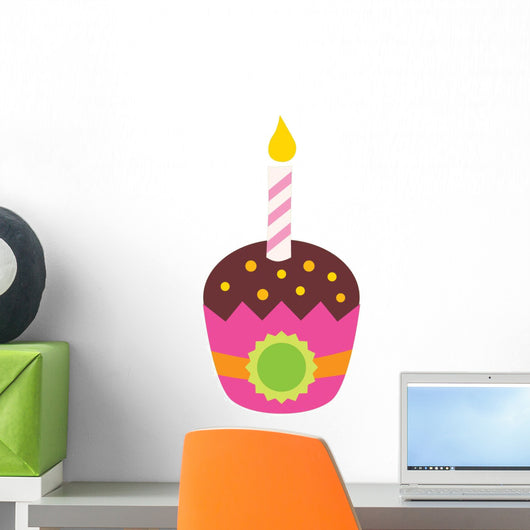Pink Birthday Cup Cake Wall Decal