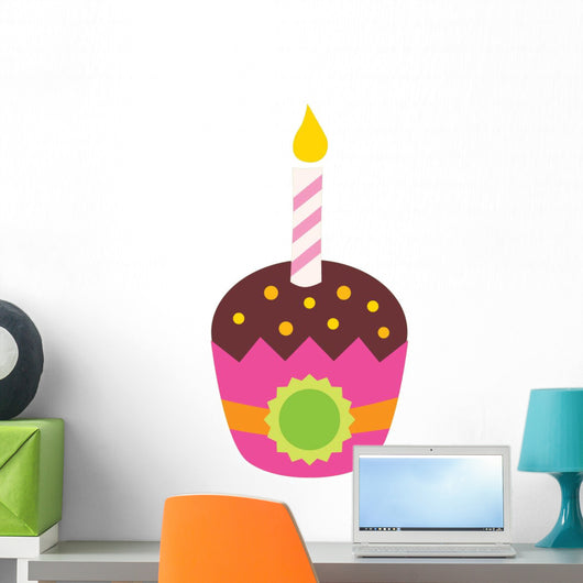 Pink Birthday Cup Cake Wall Decal