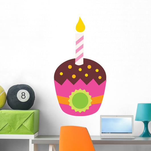 Pink Birthday Cup Cake Wall Decal