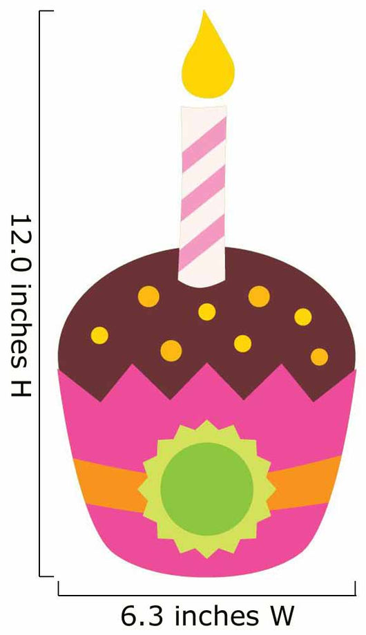 Pink Birthday Cup Cake Wall Decal