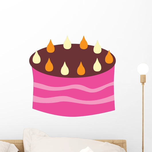 Pink Birthday Cake with Wall Decal