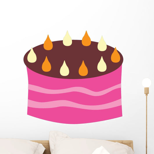 Pink Birthday Cake with Wall Decal