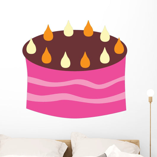 Pink Birthday Cake with Wall Decal