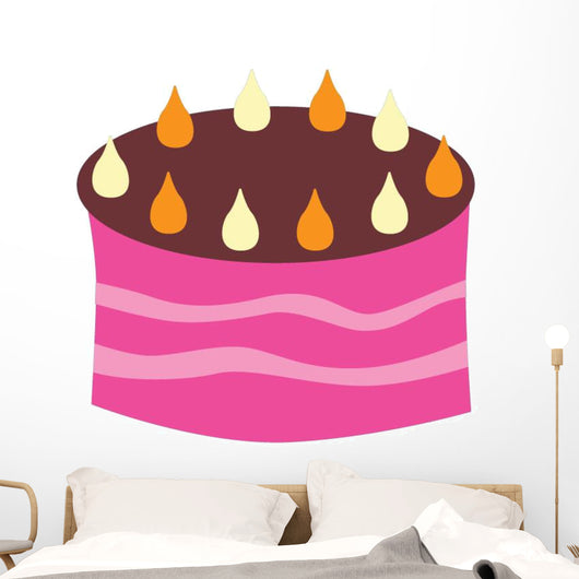 Pink Birthday Cake with Wall Decal