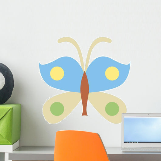 Cute Cartoon Butterfly-blue Yellow Wall Decal