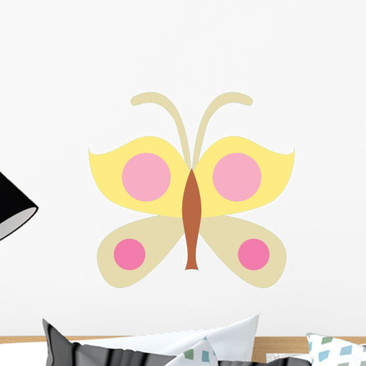 Cute Cartoon Butterfly-pink Yellow Wall Decal