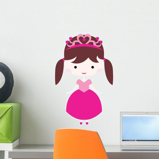 Pretty Brunette Princess with Wall Decal