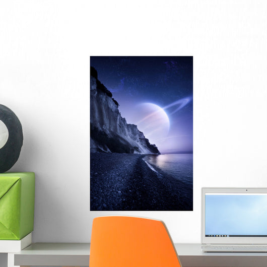 Saturn-like Planet Hovers over Wall Decal