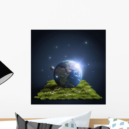 Planet Earth Lying Green Wall Decal