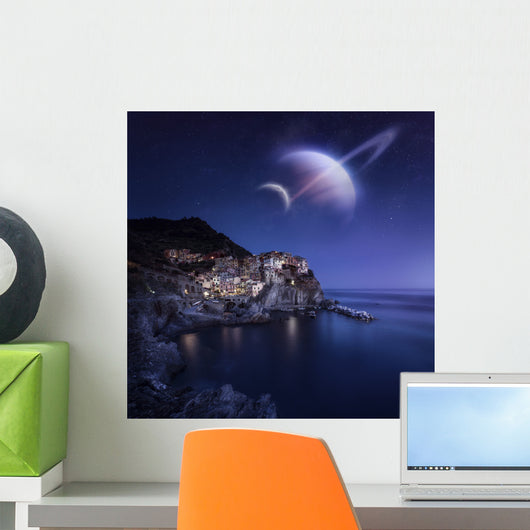 Manarola Starry Night with Wall Decal