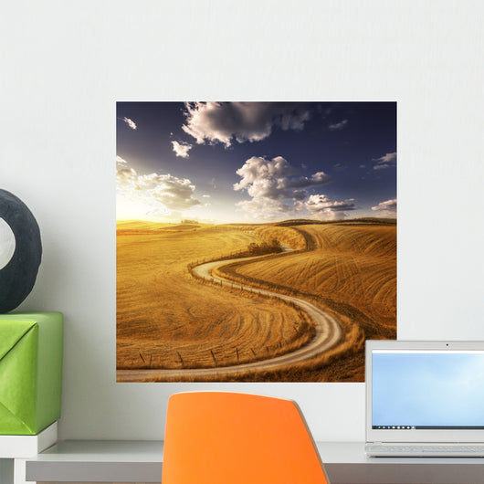 Country Road Field Sunset Wall Decal Design 3