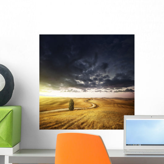 Country Road Field Sunset Wall Decal Design 2