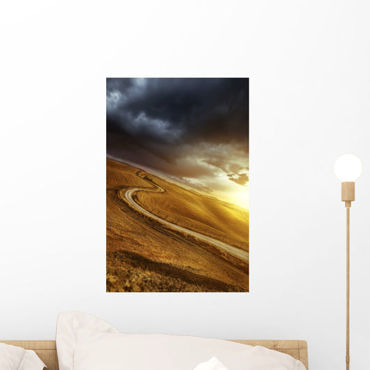 Country Road Field Sunset Wall Decal Design 1