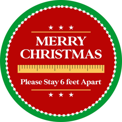 Holiday Floor Decal | Merry Christmas Stay 6 Feet Apart 12" Floor Decal