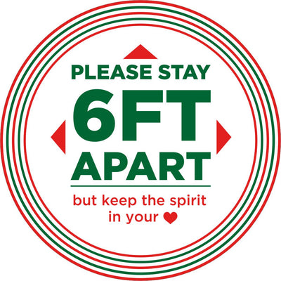 Holiday Floor Decal | Please Stay 6 Feet Apart 12" Floor Decal