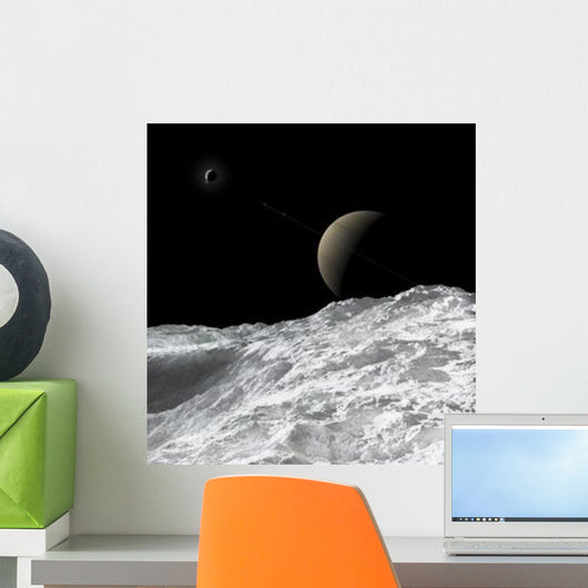 Saturn and Enceladus as Wall Decal
