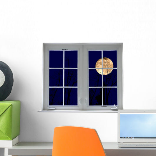 Yellow Moon Window Mural Wall Decal