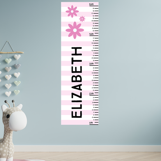 Custom Floral Girls Growth Chart Wall Decal