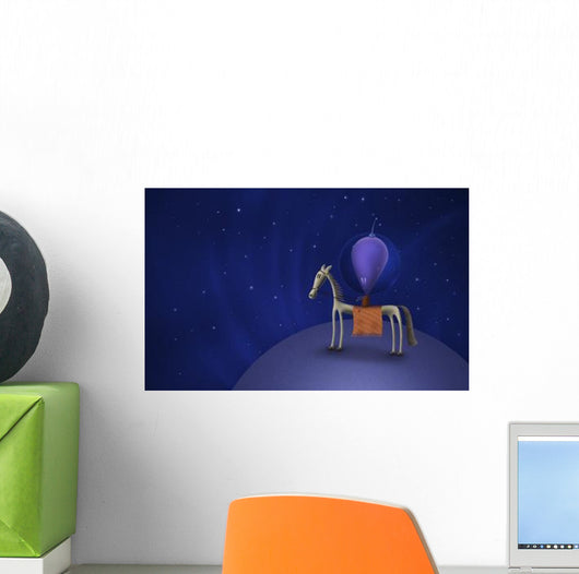 Illustration Martian Riding Horse Wall Decal