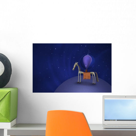 Illustration Martian Riding Horse Wall Decal