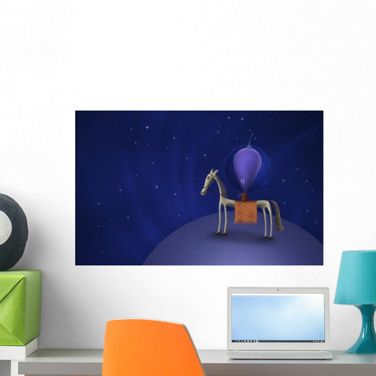 Illustration Martian Riding Horse Wall Decal