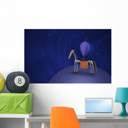 Illustration Martian Riding Horse Wall Decal