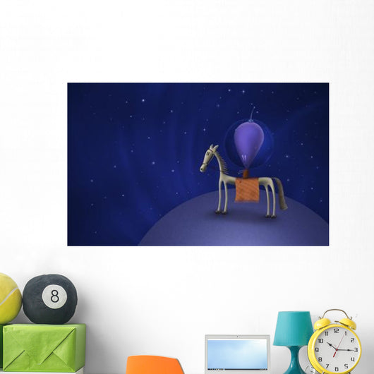 Illustration Martian Riding Horse Wall Decal