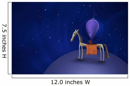 Illustration Martian Riding Horse Wall Decal