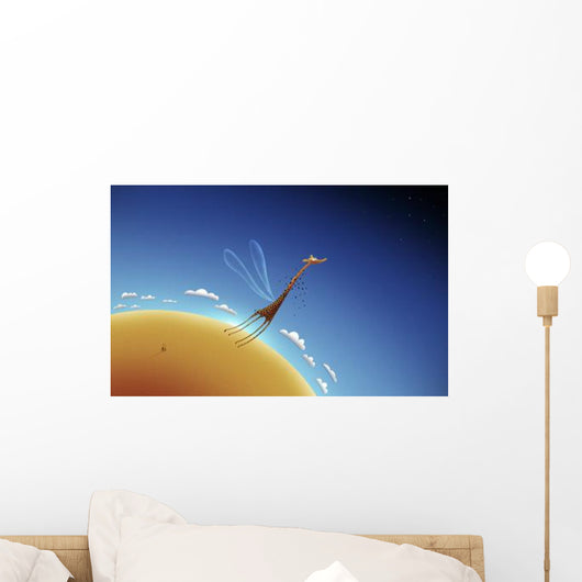 Illustration Giraffe Learning to Wall Decal