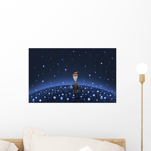 Illustration Martian Watering Starfield Wall Decal