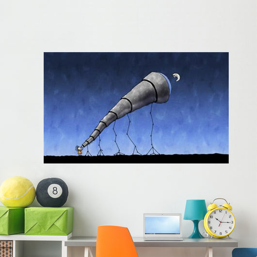 Illustration Child Looking Moon Wall Decal