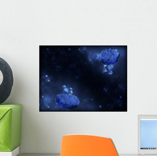 Illustration Humans and Aliens Wall Decal