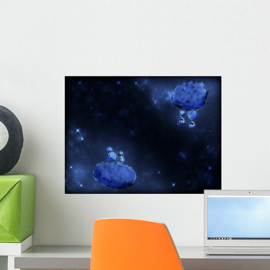 Illustration Humans and Aliens Wall Decal