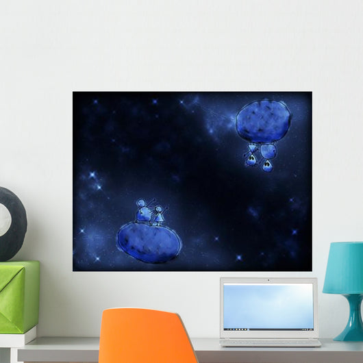Illustration Humans and Aliens Wall Decal