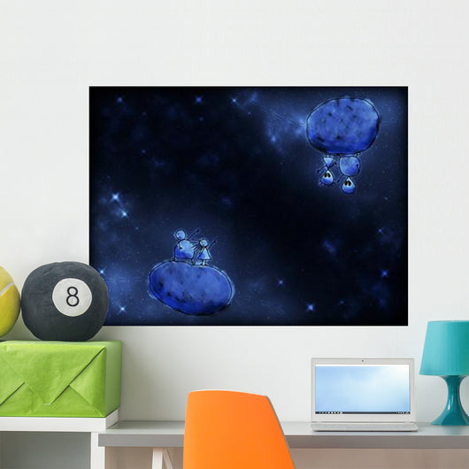 Illustration Humans and Aliens Wall Decal