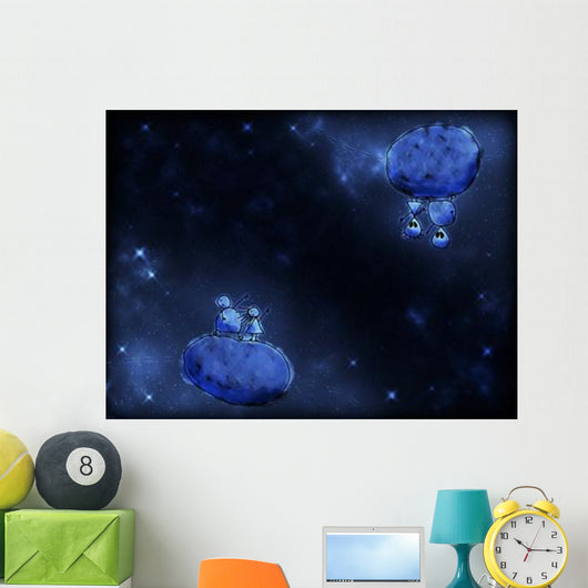 Illustration Humans and Aliens Wall Decal