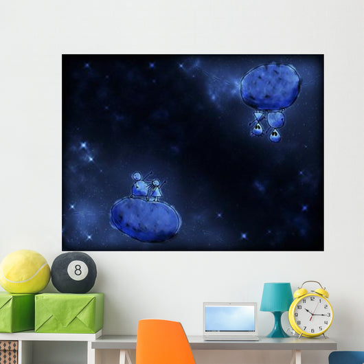 Illustration Humans and Aliens Wall Decal