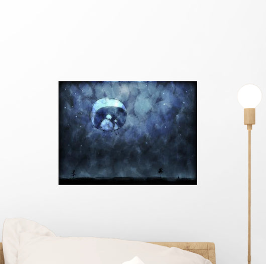 Illustration Two People Sitting Wall Decal