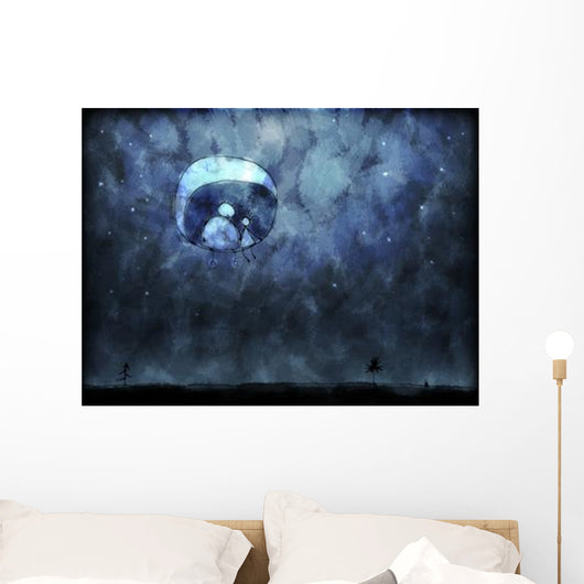 Illustration Two People Sitting Wall Decal