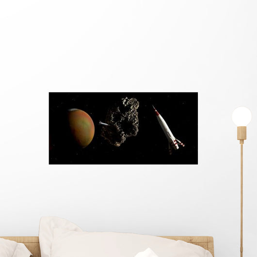 Two 1950's Styled Spaceships Wall Decal