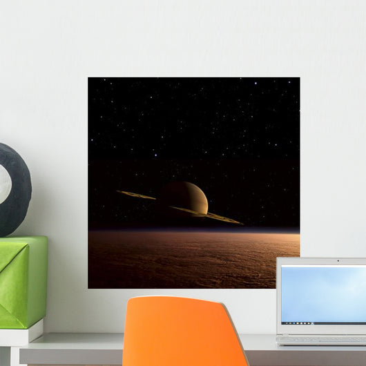 Saturn Floats above Titan Wall Decal