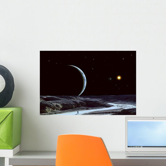 Lone Explorer Follows Ancient Wall Decal