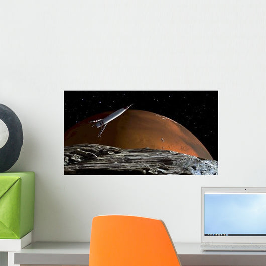 Spaceship Orbit over Mars Wall Decal