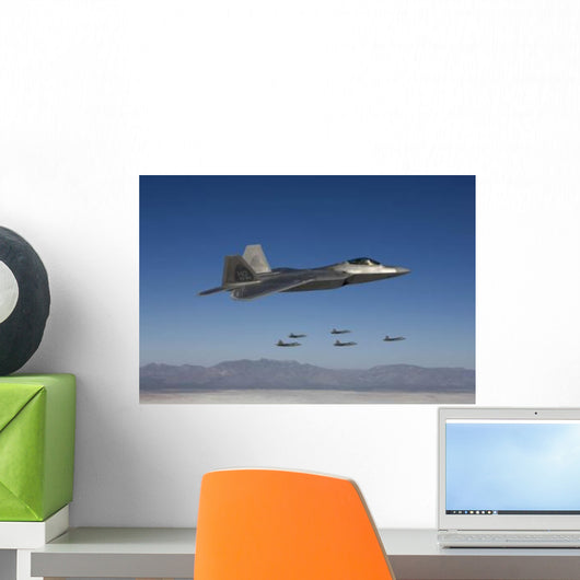 F-22 Raptors Fly Formation Wall Decal Design 3